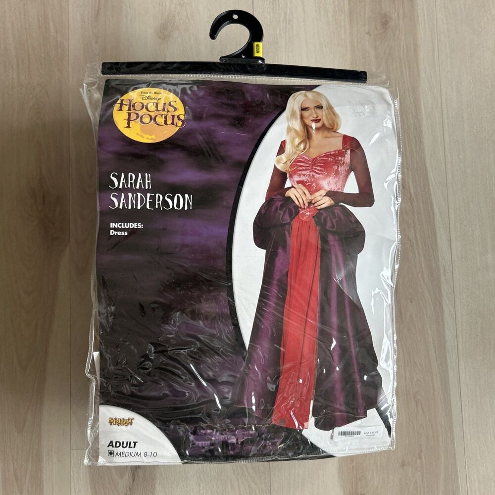 New Disney Hocus Pocus Sarah Sanderson Dress Halloween Costume Medium overnight